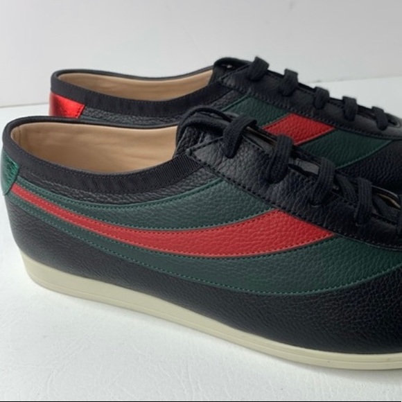 Gucci black leather web bee sneakers size 9.5 mens new in box no lid - Picture 2 of 6